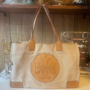 Tory Burch Ella Tote Woven Canvas
